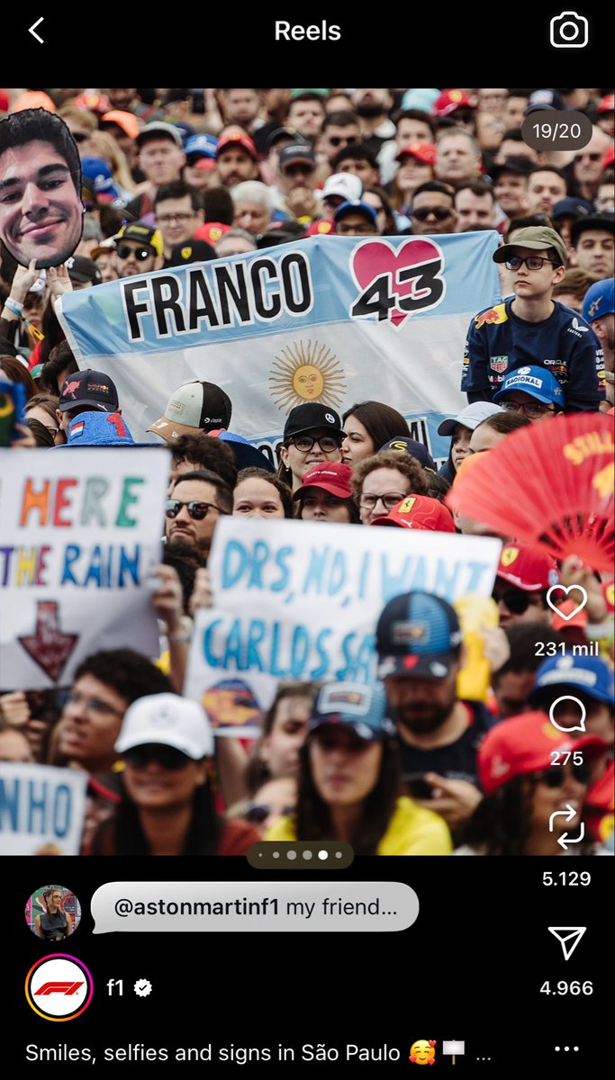carolcval's tweet photo. even got an appearance at @F1 official instagram post!! after that dozens of friends &amp; strangers have been tagging us both in the hopes of making my dream come true @AstonMartinF1 help me out!! 🥹🥹🥹🥹🥹 https://t.co/8orVDo6TIw