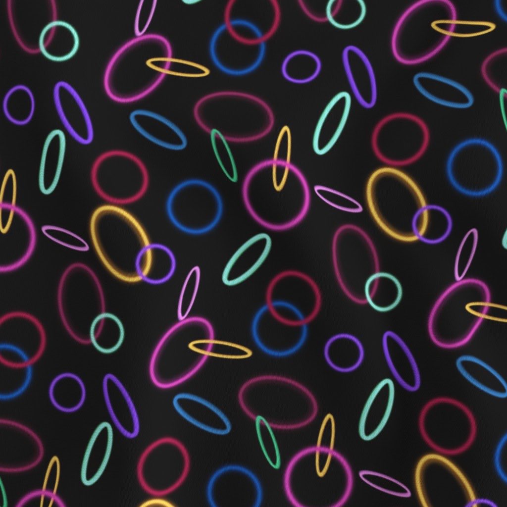 PaisleyPowered's tweet image. The “Neon Rings Circles Lights” design is a popular surface pattern by Patrick Moriarty. Prince fans love the design because it’s similar to a fabric used to make a stage outfit for Prince in the 1980s. #circles #surfacepattern 
spoonflower.com/en/fabric/1147…