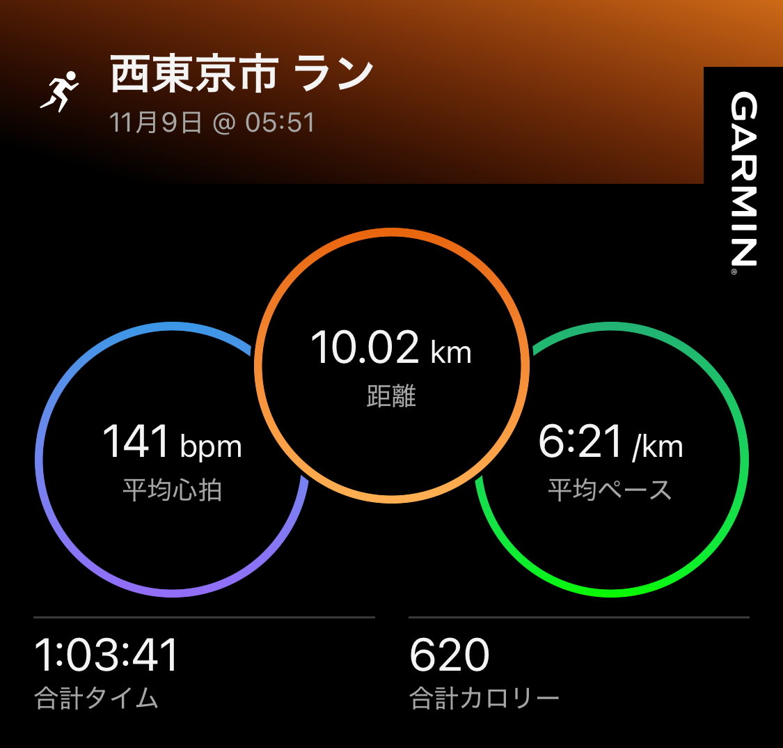 10kmラン☔️
👟ウエーブライダー27

ゆっくりジョグ、というかスピードが上がりません！だいぶ衰えてるな……
もっと走ったり筋トレしたりしよう