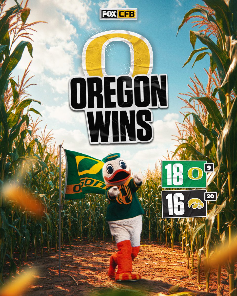 THE DUCKS WIN IT IN IOWA CITY 🦆

<a href="/oregonfootball/">Oregon Football</a> goes into Kinnick Stadium and gets the W vs No. 20 Iowa 💪