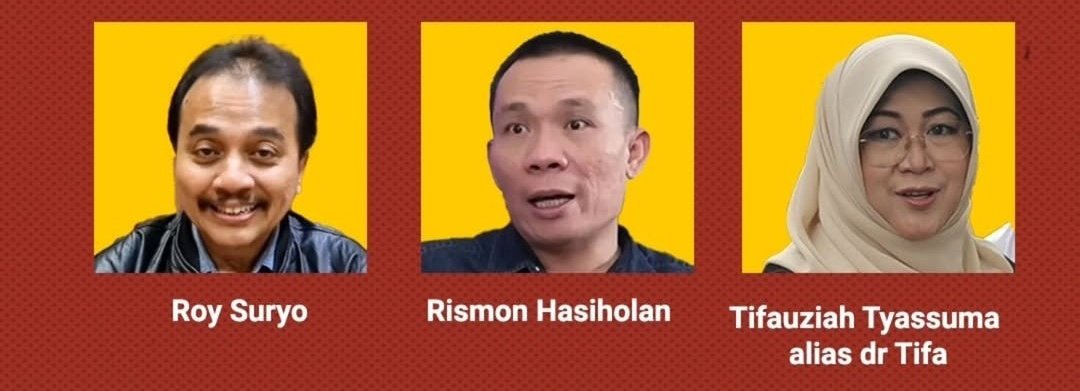 Ramaikan tagar : 

#SaveRoySuryoDkk
#SaveRoySuryoDkk

#WeStandWithRoySuryo
#WeStandWithRoySuryo

#KamiBersamaRoySuryoDkk
#KamiBersamaRoySuryoDkk

Kami akan selalu membersamai para pejuang kebenaran dan keadilan

Roy Suryo Dkk
<a href="/DokterTifa/">Dokter Tifa</a> <a href="/SianiparRismon/">Rismon Hasiholan Sianipar</a>