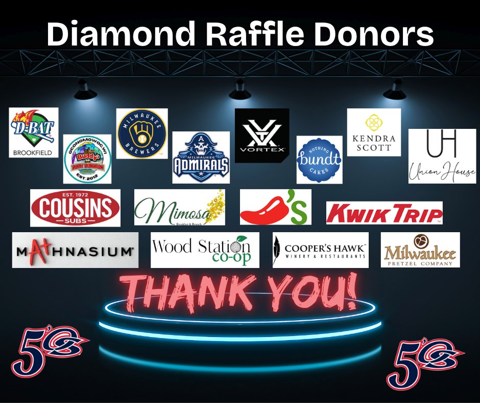 Thank you to our Diamond Card Raffle Sponsors and Donors!! 🙌Your support of our biggest fundraiser of the year is appreciated.  
#OconomowocAreaBaseballClub #ThankYouSponsors #thankyoudonors #GetYourTickets