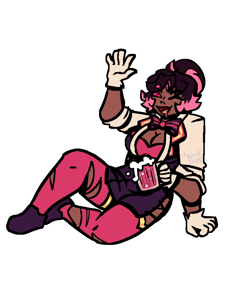 What's the barmaid doing there ?