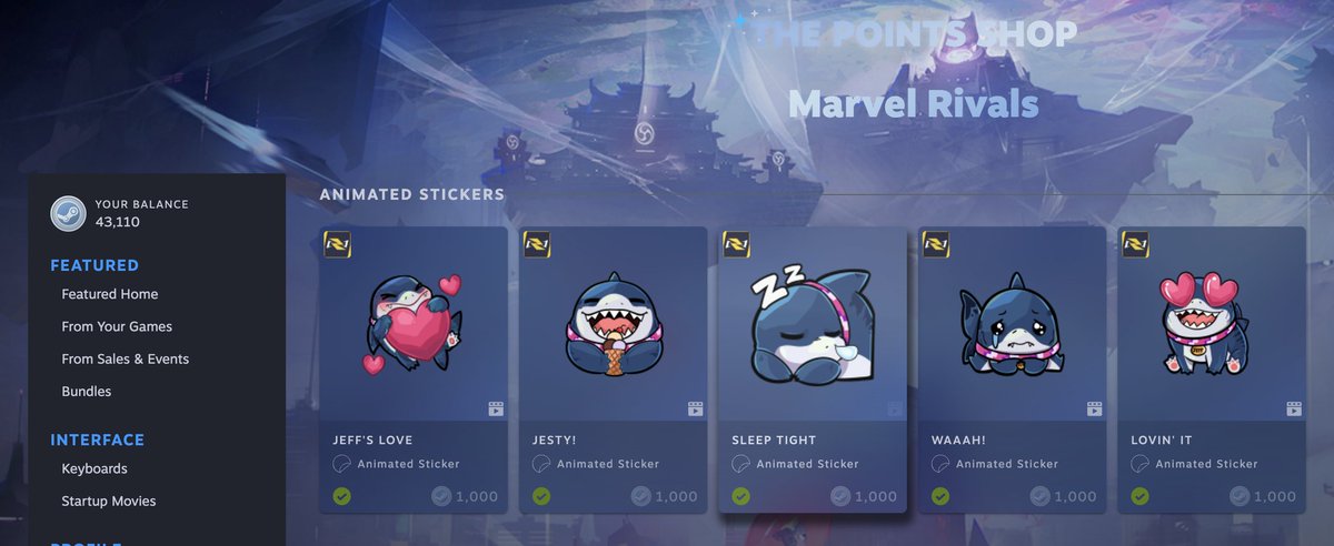 hanjosi's tweet image. wait im probably super late to this but i just found the jeffies i drew for the rivals emojis on the steam points shop hahaha love that 🦈❤️❤️