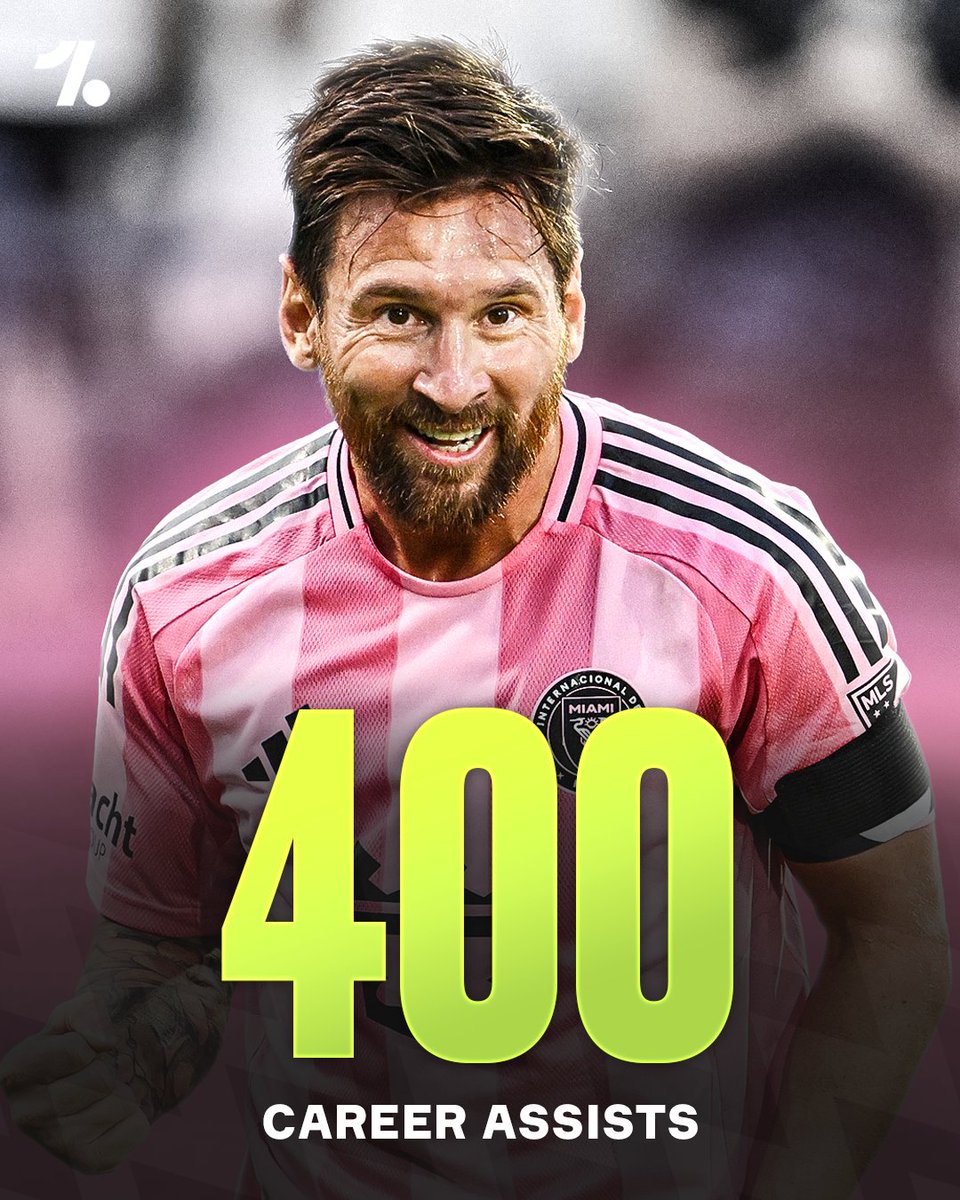 OneFootball's tweet photo. Lionel Messi has hit a milestone 400 career assists...more than any other active player 🤯🪄

Only Ferenc Puskás (404) has recorded more, and his record is very much within reach for Messi 👀 https://t.co/Ifgvlv1SJT