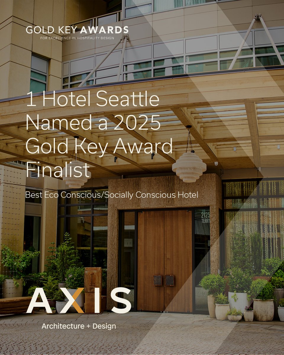 AXISArchDesign's tweet image. AXIS Architecture + Design is extremely proud to announce that our 1 Hotel Seattle project, a sustainability-focused luxury hotel conversion, was named a finalist for a 2025 Gold Key Award by Boutique Design | BDNY in the Best Eco Conscious/Socially Conscious Hotel category.