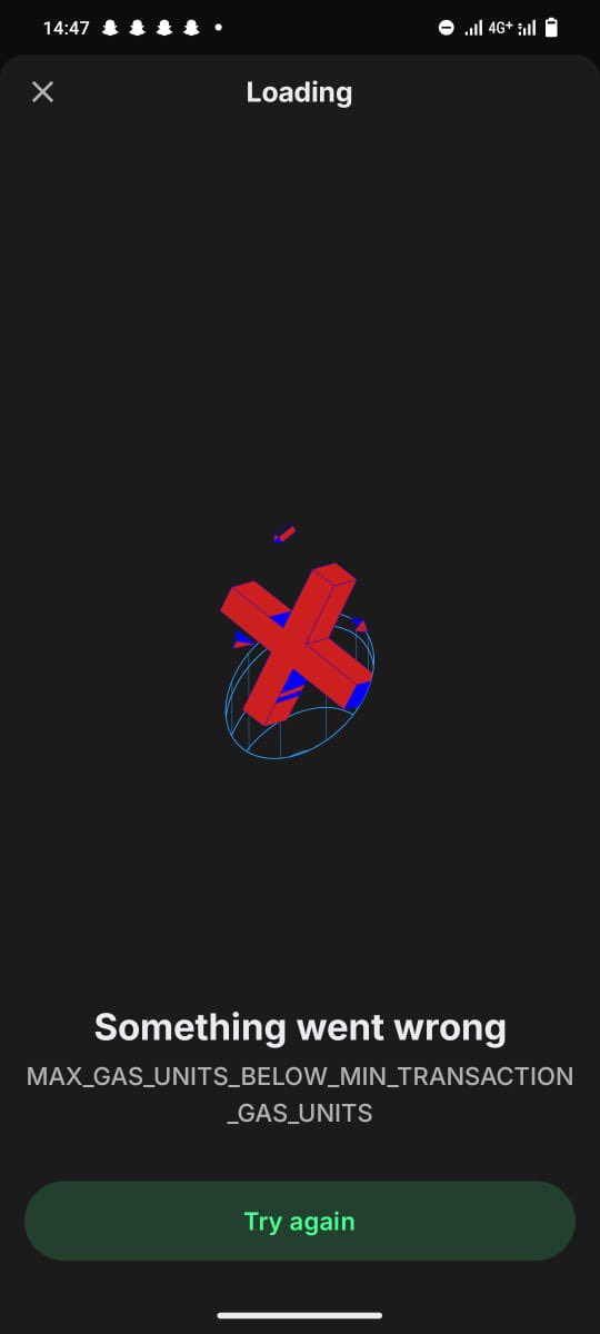 0two9ine's tweet photo. @AptosLabs @sneha_bb @Aptos I sent $55 USDT on your network to @TrustWallet but I’ve been unable to send it out. This error message keeps popping up. I need help! https://t.co/EaV9cCrVbI
