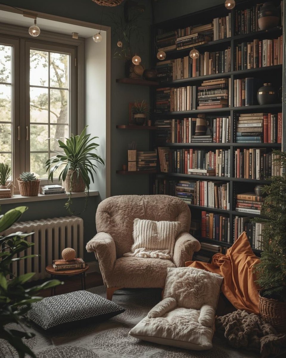 kimclarkrealtor's tweet image. Let yourself relax with your favorite book in a cozy reading nook that’s all your own. 📚🛋️ 

A little space for big inspiration!!

 #CreativeSpaces #HomeDesign #RealEstate