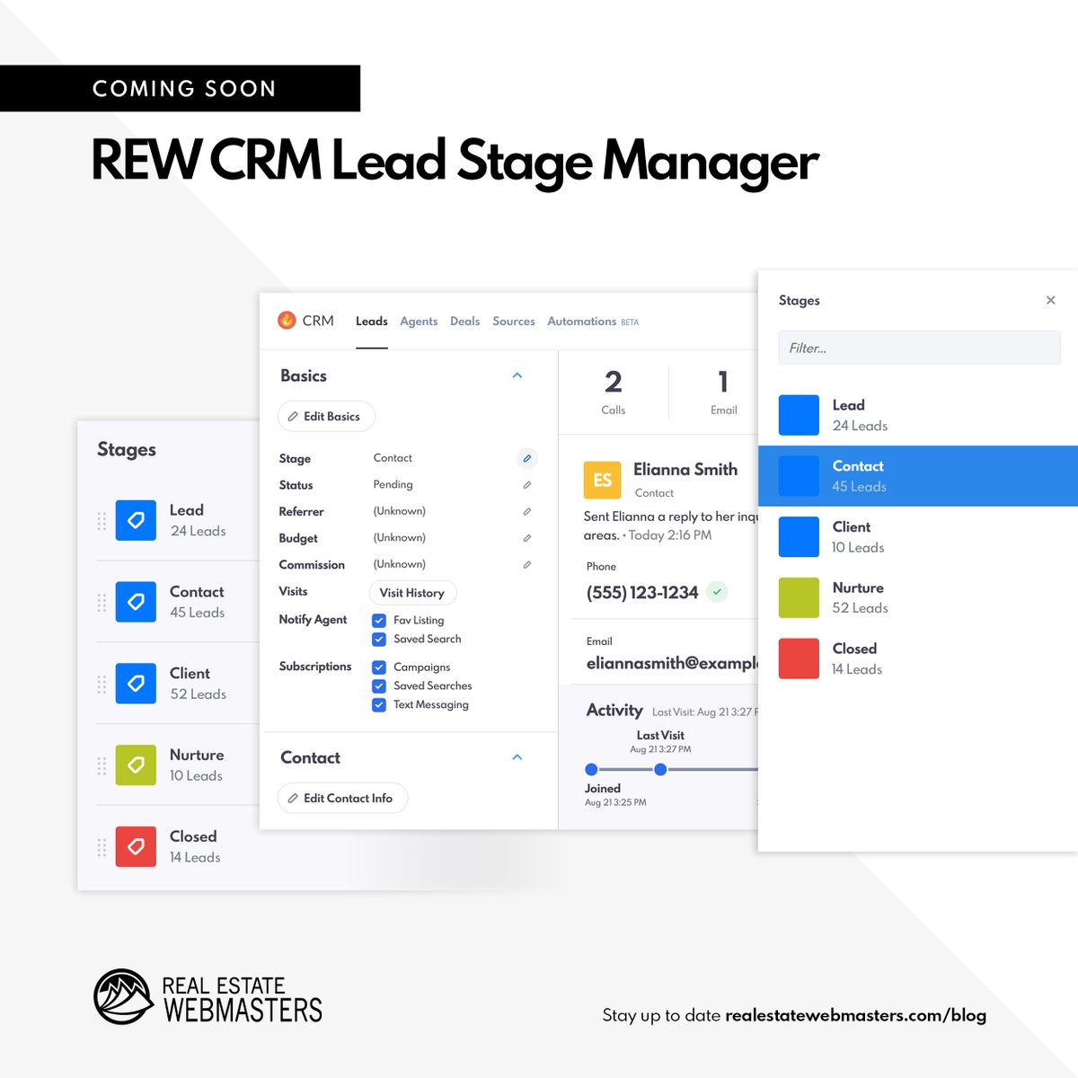 webmastersre's tweet image. Watch out! #REWCRM&apos;s upcoming Lead Stage Manager (inspired by our product advisor, @garyashton) will allow you to add, remove, and organize stages so you have more flexibility in labelling your leads.

Get a sneak peek here: realestatewebmasters.com/blog/coming-th…