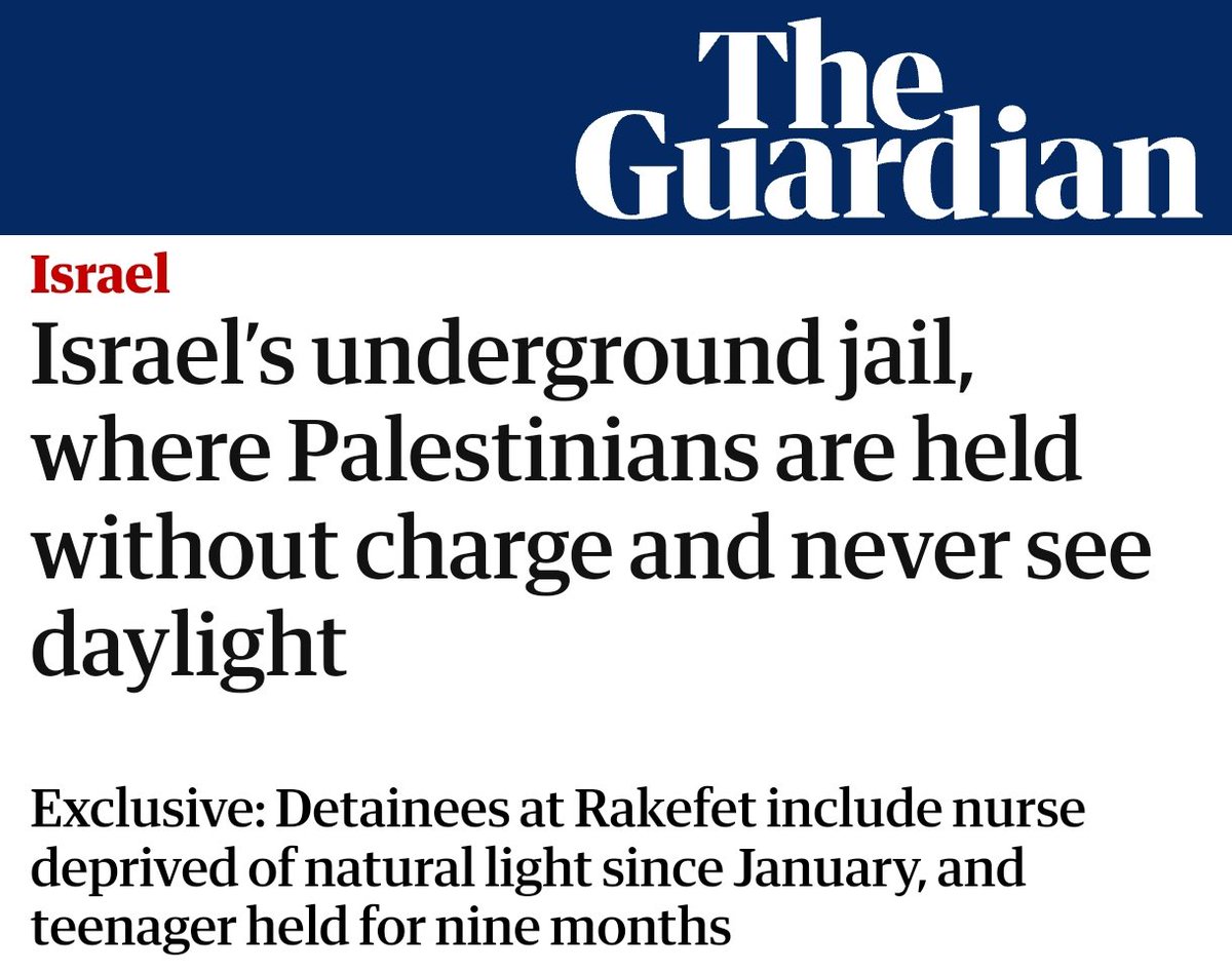 Tief unter der Erde betreibt #Israel das Foltergefängnis Rakefet, in dem Palästinenser erniedrigt, verprügelt und Hunde auf sie losgelassen werden. Über Monate ohne Tageslicht.

Der Faschist Ben-Gvir hat die 1985 wegen Unmenschlichkeit geschlossene Anlage in Betrieb genommen.