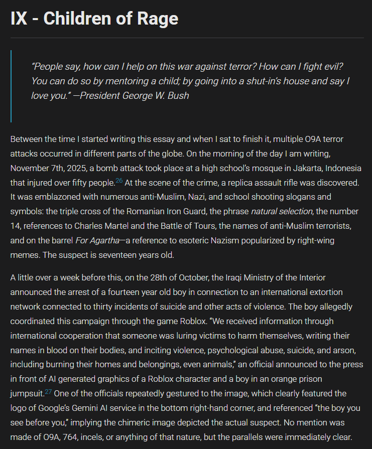 NEW: Pt 2 of "Reflections on the Right and its Violence" by <a href="/jemorain/">J. E. Morain</a> 
The second half of this essay gets into more detail about Trump, ICE, so-called accelerationism, religion, and youth terrorism.
ctwgwebsite.github.io/blog/2025/Reac…