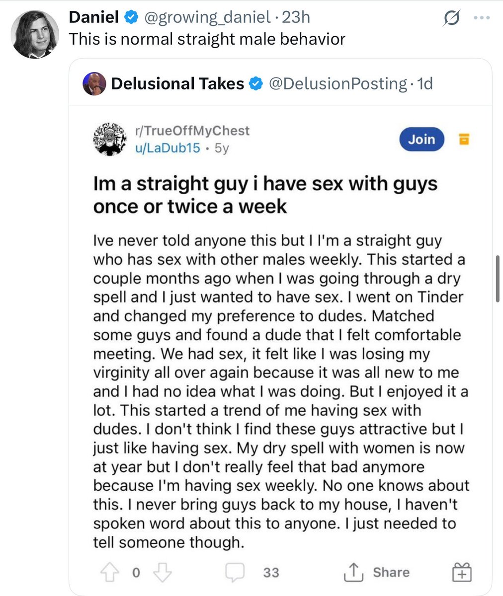 “Straight” bros love it, they just don’t want the title which I respect.