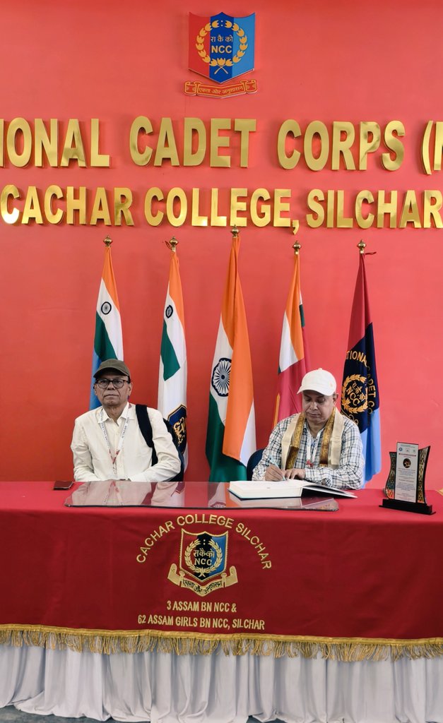 ccsncc2005's tweet photo. It was an honour to welcome Prof. Sankar Kumar Ghosh, Former VC, University of Kalyani and recipient of the honorary rank of Col, along with Prof. Swapan Kumar Datta, Former VC, Santiniketan to the NCC Office of #CacharCollege. Grateful for their gracious visit &amp; inspiring words. https://t.co/WO1zBLfX0R