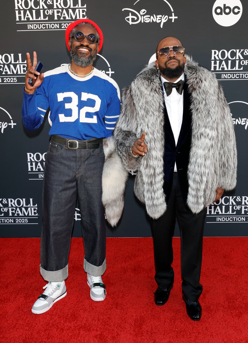 consequence's tweet photo. OutKast's André 3000 and Big Boi reunite on the red carpet ahead of their induction into the Rock and Roll Hall of Fame.

Photo by Frazer Harrison / Getty Images https://t.co/XwcjnXuQgS