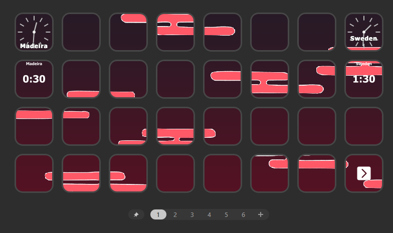 Body_doll's tweet photo. @Ahkinohh I made a background for my Stream Deck with clocks to just have as a pretty screen, I have one page for when I'm just in call with people, one for when I'm doing art with shortcuts and the last is all my toggles for my Vtuber model. UwU https://t.co/1KsQVZRUN0