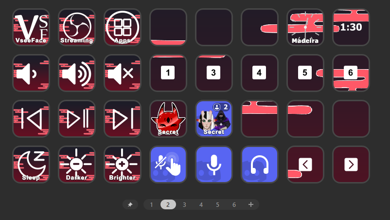 Body_doll's tweet photo. @Ahkinohh I made a background for my Stream Deck with clocks to just have as a pretty screen, I have one page for when I'm just in call with people, one for when I'm doing art with shortcuts and the last is all my toggles for my Vtuber model. UwU https://t.co/1KsQVZRUN0
