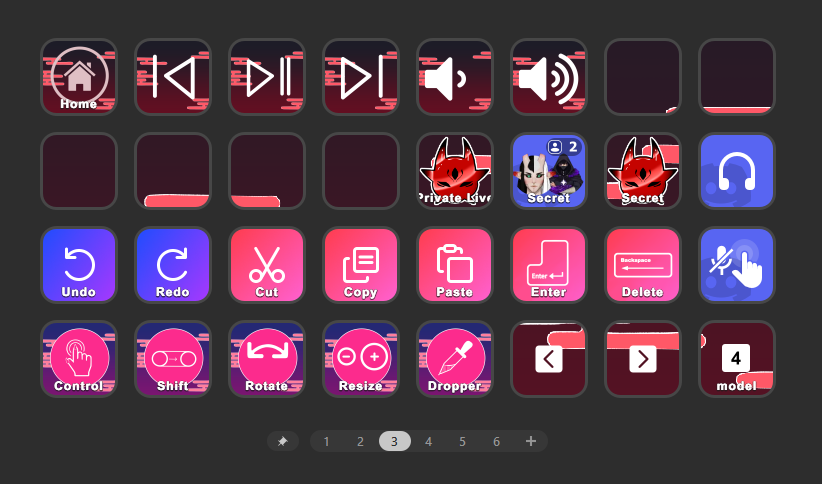 Body_doll's tweet photo. @Ahkinohh I made a background for my Stream Deck with clocks to just have as a pretty screen, I have one page for when I'm just in call with people, one for when I'm doing art with shortcuts and the last is all my toggles for my Vtuber model. UwU https://t.co/1KsQVZRUN0