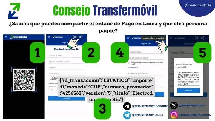 SaoDayami's tweet photo. Sabías que puedes compartir el enlace de Pago en Línea y que otra persona realice el pago?

Pasos a seguir:
 Acceder mediante el Banco o Monedero MiTransfer a Operaciones 👉🏻 Pago en Línea y escanear el QR que contiene la información del pago a realizar. https://t.co/EcfujwiMxF