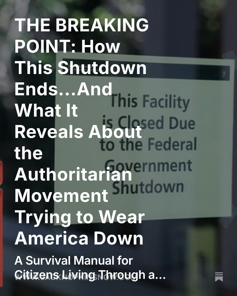 If you understand why this shutdown happened, you understand the entire authoritarian strategy for 2026. This shutdown ends soon. But what comes next matters far more.👇
JackHopkinsNow.com