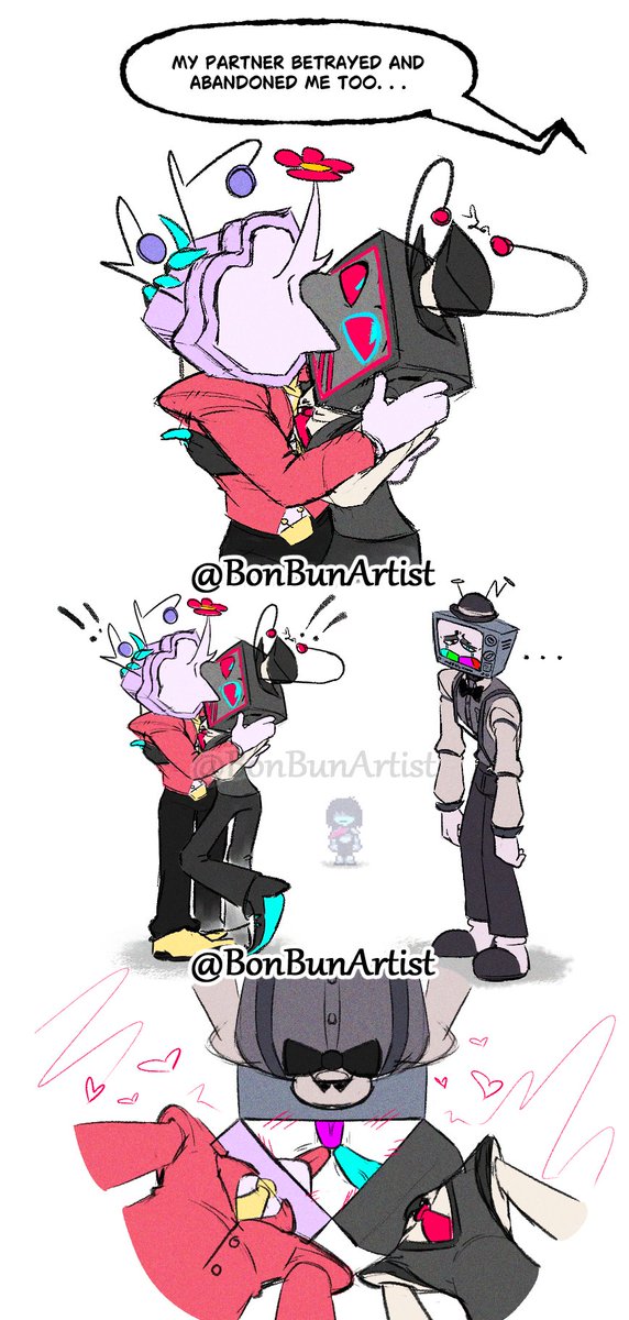 BonBunArtist's tweet photo. Don't forget Mr. Puzzles is one of them too...
#tennaDeltarune #VoxHazbinHotel #PuzzlevisionSMG4 https://t.co/tDVlNqVBoP