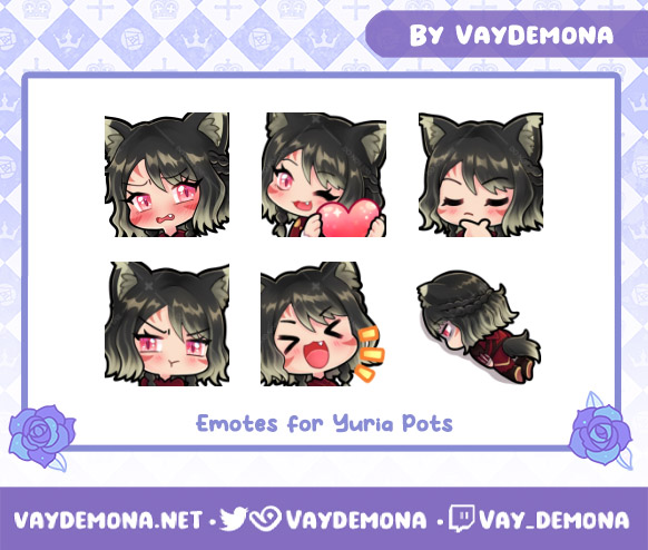 VayDemona's tweet photo. Emotes for Yuria
Thank you for believing in my art (´ ω `♡)

✧˖° #EmoteArtist ៸៸ #TwitchEmoteArtist ៸៸ #FFXIVemotes °˖✧ https://t.co/AsuactaDx6