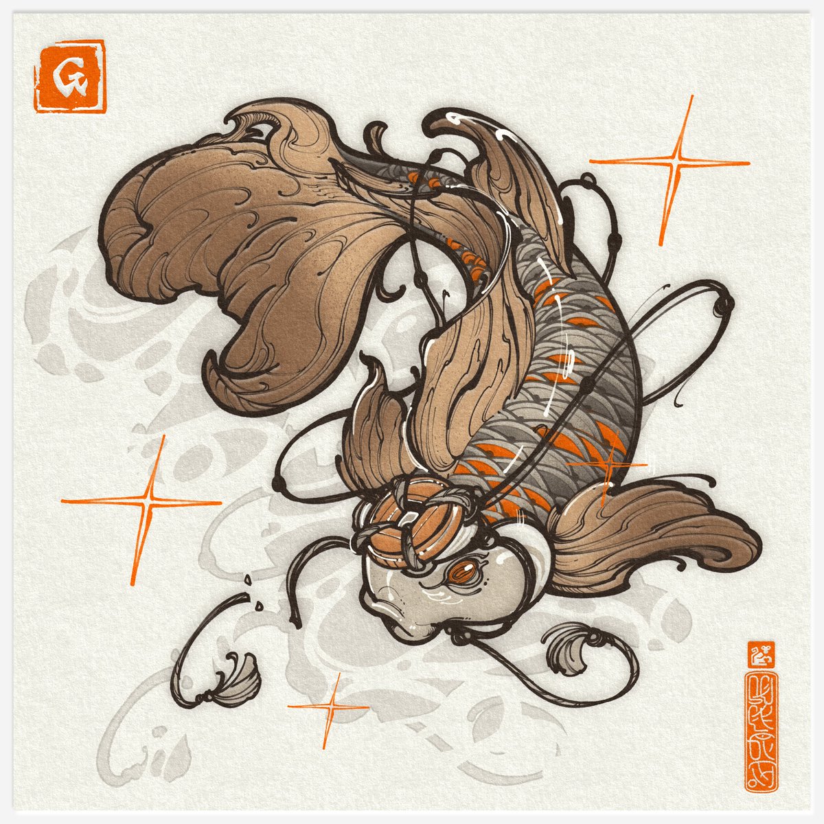 seekgoliath's tweet photo. Fascinated by Edo-period art prints, I envisioned the Gkoi koi fish as a perfect fit for the Ukiyo-E style. I had fun doing this on my short break. https://t.co/hx5d6bbtXP