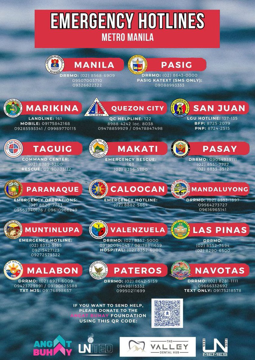 CaratLandPH's tweet image. 𝗘𝗠𝗘𝗥𝗚𝗘𝗡𝗖𝗬 𝗛𝗢𝗧𝗟𝗜𝗡𝗘𝗦

CARATs your share could make a difference. Keep emergency hotlines within reach and share them with your community. Help spread information by retweeting #UwanPH posts about hotlines, requests for assistance, rescue, and evacuation centers.