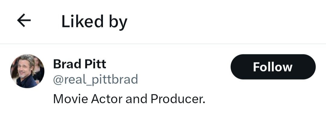 FuneverWriting's tweet image. Y&apos;all will never believe this, but Brad Pitt liked two of my posts! And you can tell it&apos;s really him because his X handle has &quot;real&quot; in it. I&apos;ve made it!!

🤣🤣🤣😉
