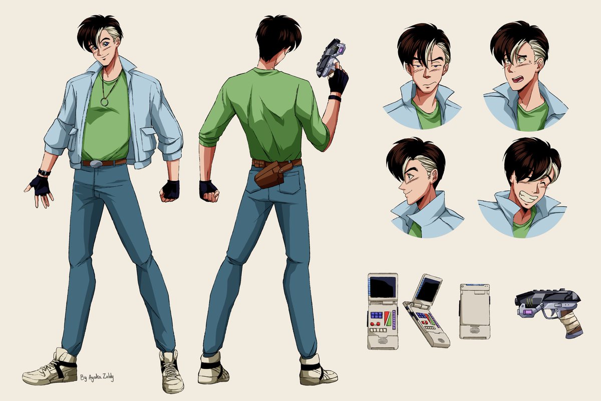 Check out my new ref sheet that was completed by <a href="/Ayaka_Zoldy/">Ayaka 🌸~COMMISSIONS OPEN~🌸</a> 

‘A man who slipped across time. Trapped in the future the 80s imagined, on a quest to acquire ancient media. A Handyman for Hire, doing odd-jobs for cash in Neon City…’

I’ve had this for a bit, but I want to show