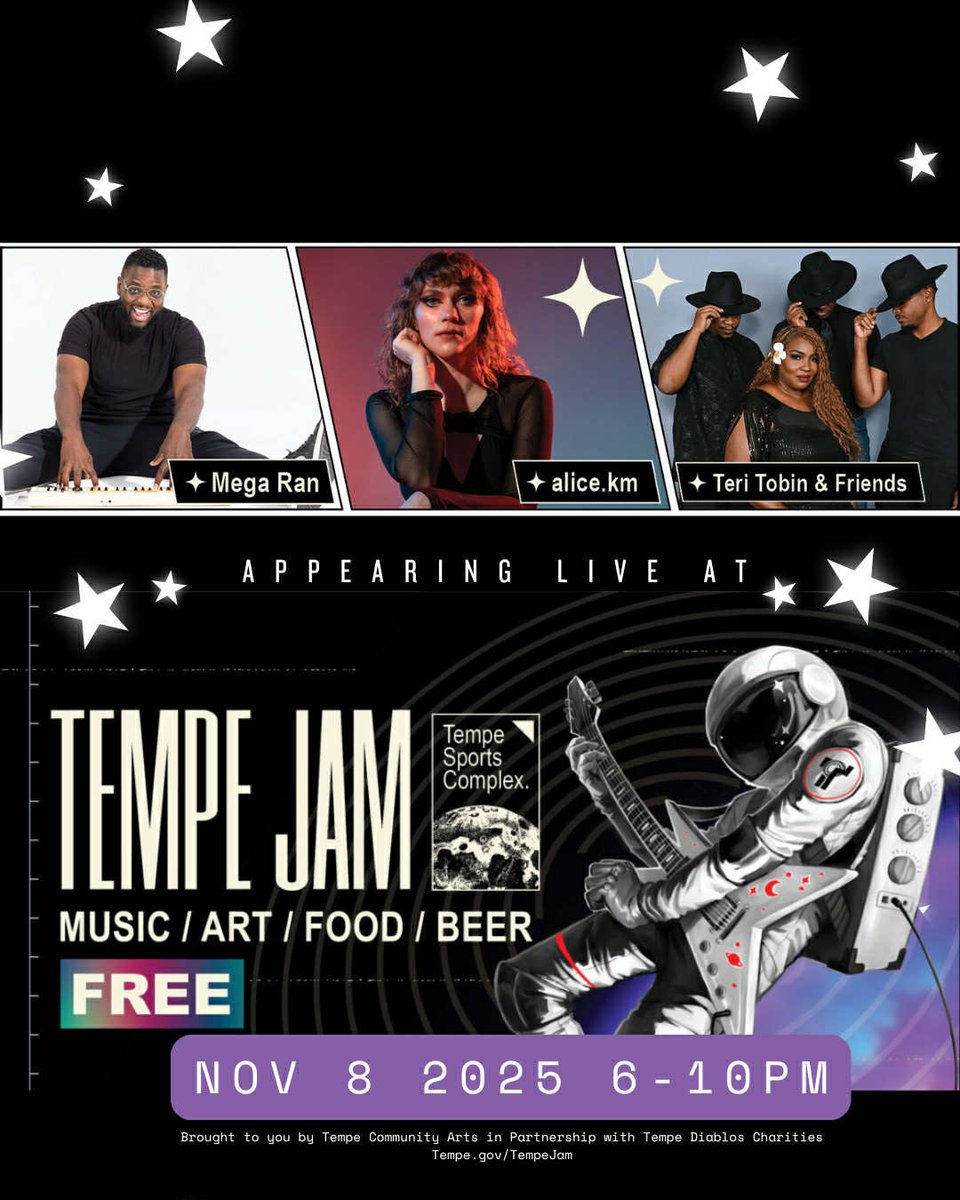 violasbabygirl's tweet photo. Tonight #TempeJam is going down! I’m so excited that #TeriTobin shares the stage with Grammy nominated Mega Ran and the ultra talented @alice.km
#tempearts https://t.co/ce4zYoaKU7