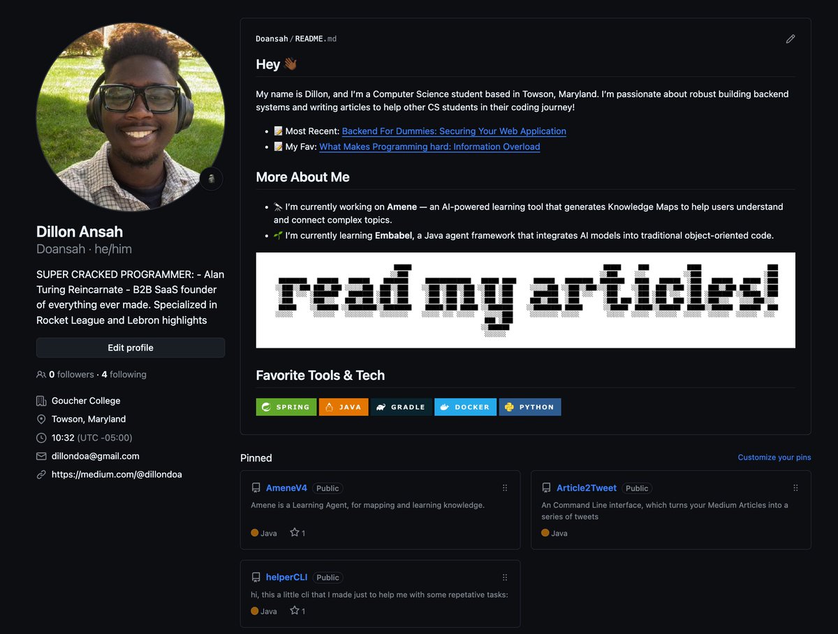 AnsahCodes's tweet image. This is what a backend intern’s GitHub profile looks like: