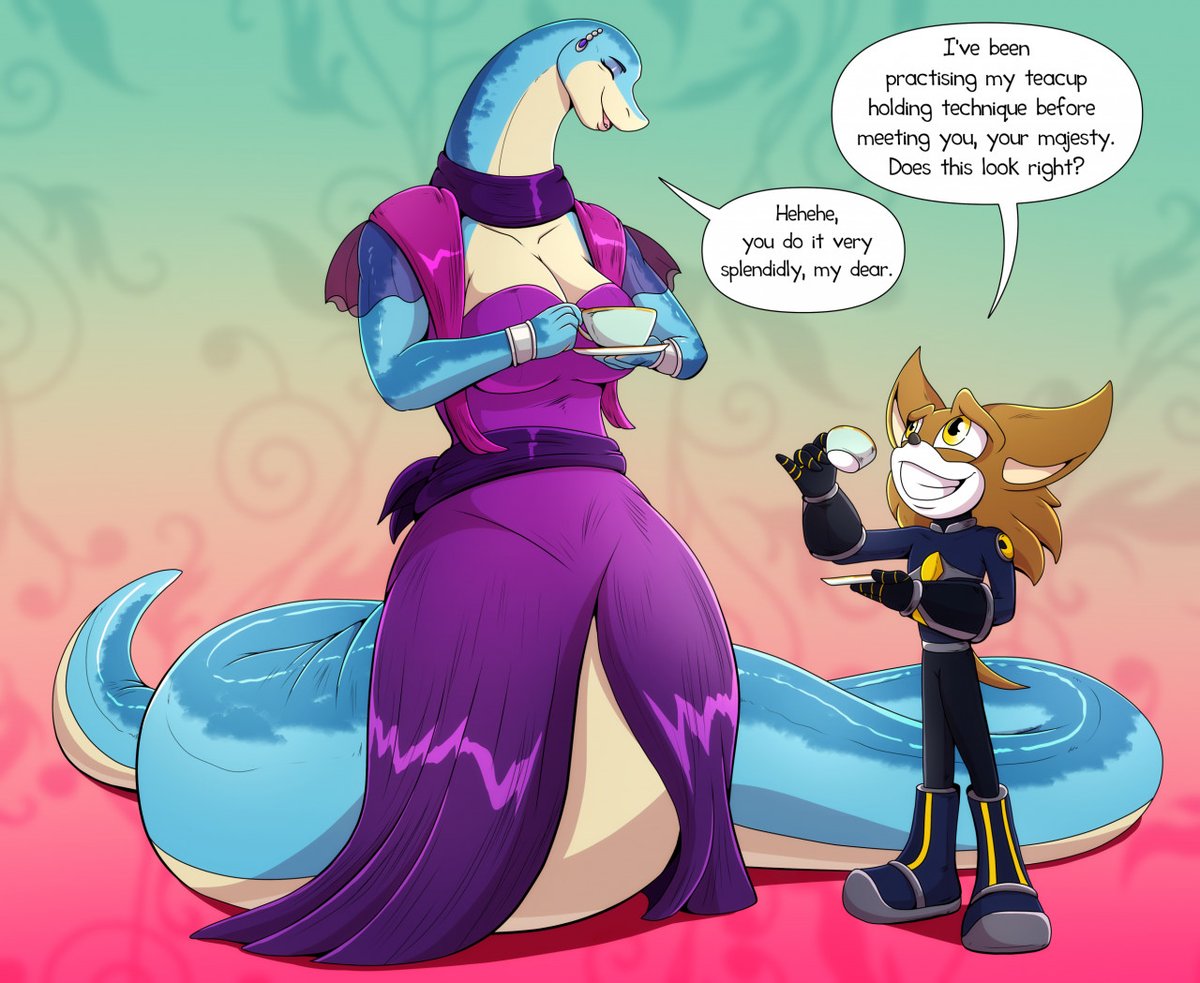 Here's an old-ish pic of Rob having tea with one of my more obscure characters. Alexia and Kassia's mother. This one has always been a personal favourite of mine, mainly the proportions, wholesomeness and tbh I really like Robbo in this one, you can tell he's trying his best ^^