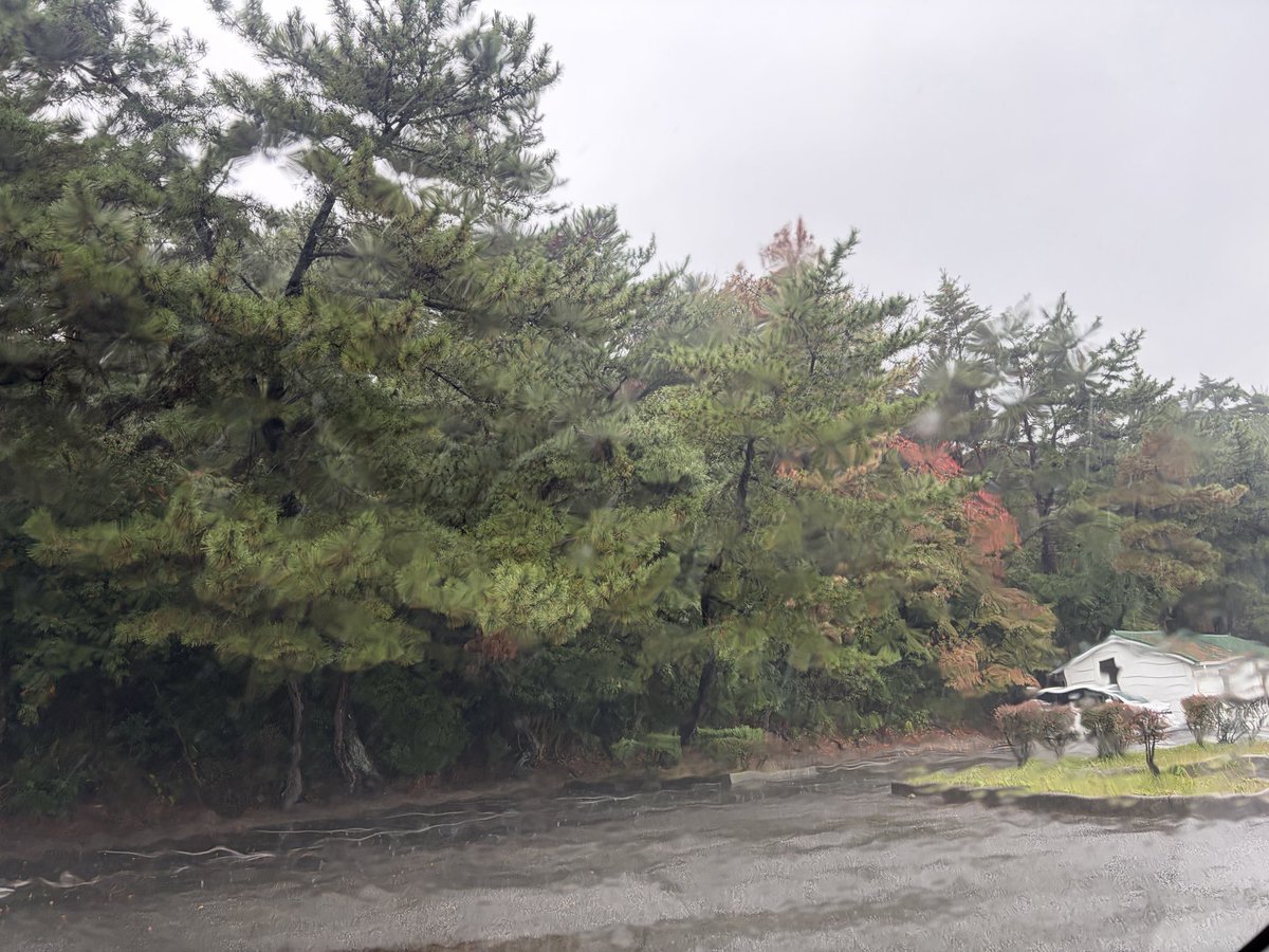 鷲羽山到着したけど、凄い雨☔