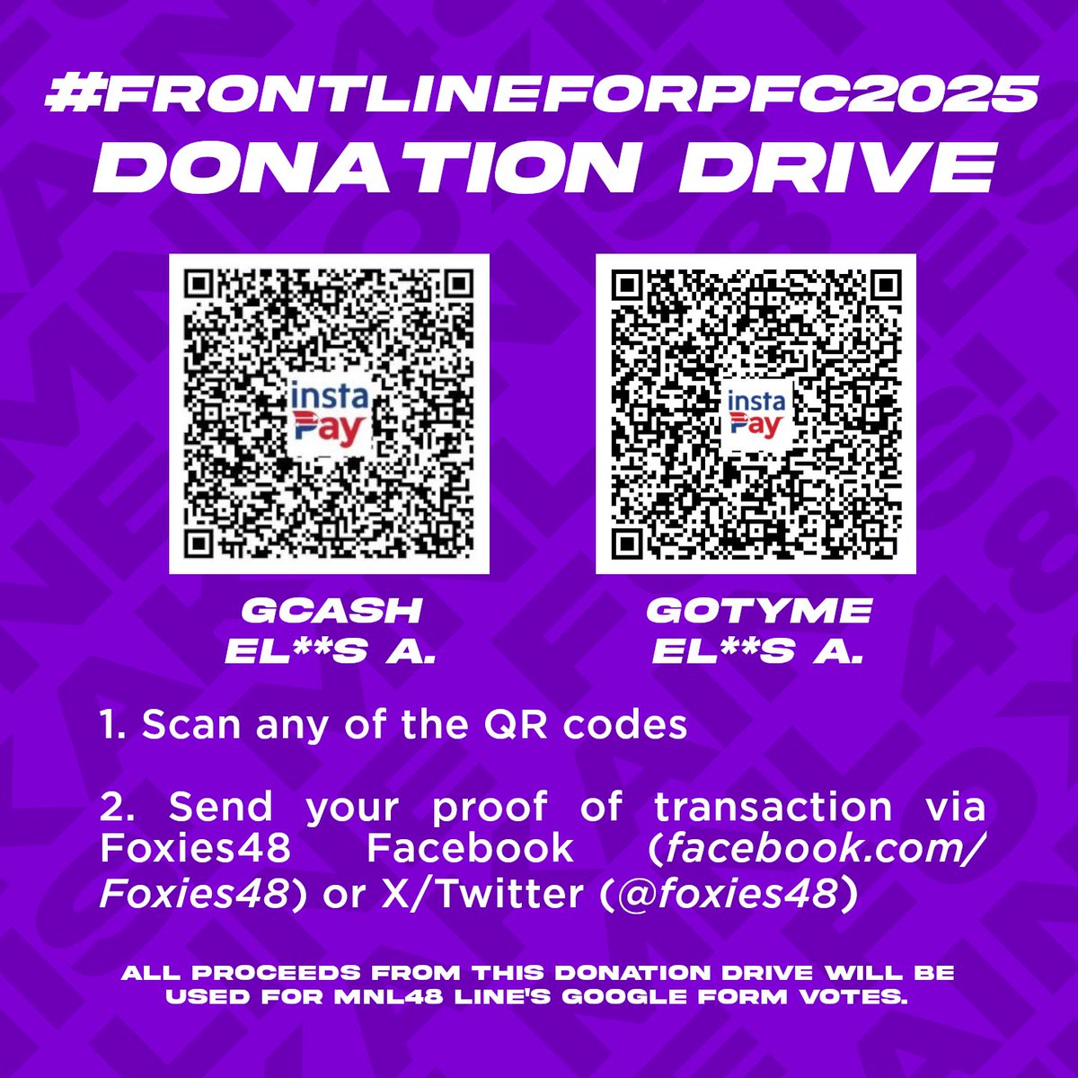 Here are the official 𝗤𝗥 𝗖𝗼𝗱𝗲𝘀 for your donations!

While everyone is welcome to participate in this project, you are still encouraged to vote independently on Google Forms or send gifts during Line's TikTok Live campaign.

For queries, you may send a DM on this page.