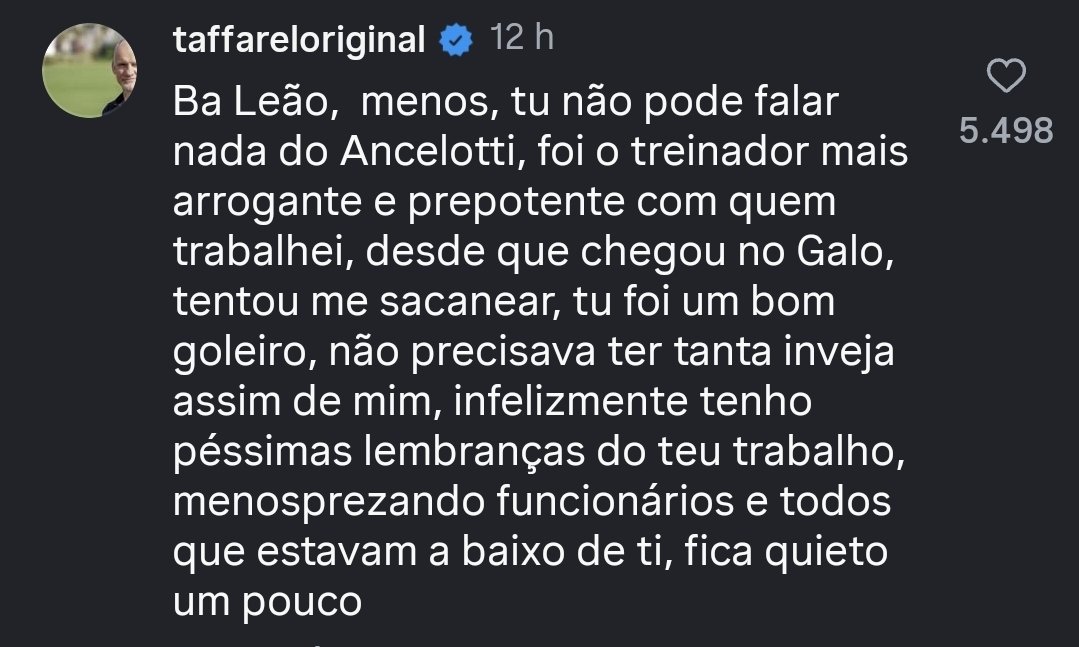 E o Taffarel reforçando o que todo mundo já sabe: Emerson Leão é um merda