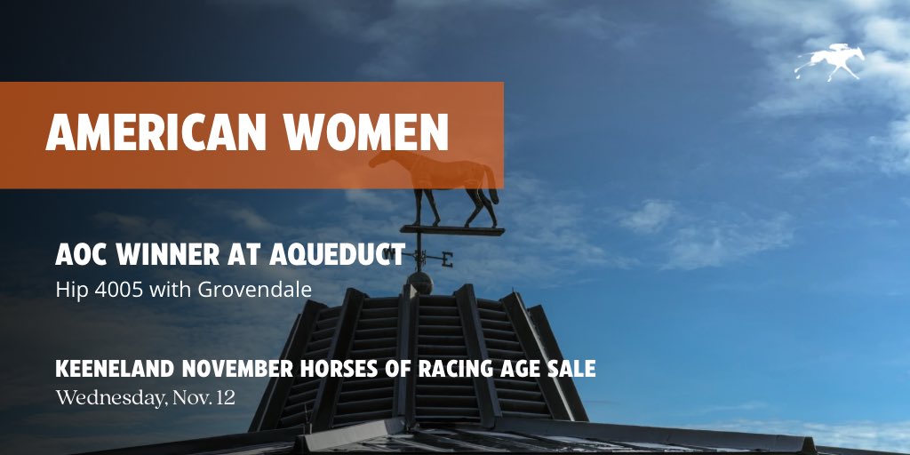 #KeeNov update! American Women, who won an AOC tonight at <a href="/WoodbineTB/">Woodbine Racetrack</a> sells on Wednesday at the November Horses of Racing Age Sale as hip 4005 with <a href="/grovendalesales/">Grovendalesales</a>!