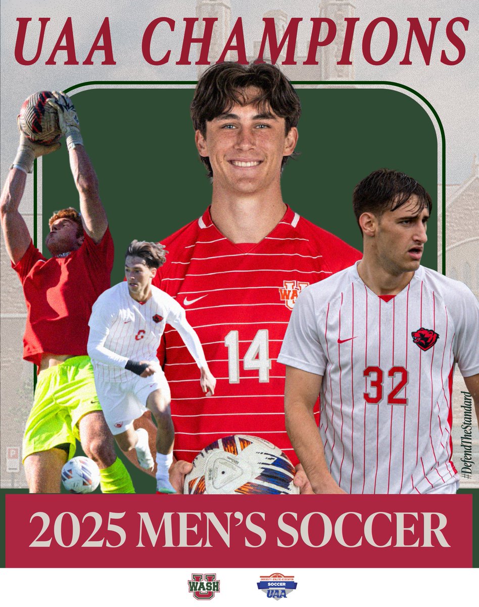WASHUBears's tweet photo. WE ARE THE CHAMPIONS 🏆

@WASHUmSoccer  is your 2025 Men’s Soccer UAA Champions!

#WashU | #DefendTheStandard https://t.co/7xz38zTZhs