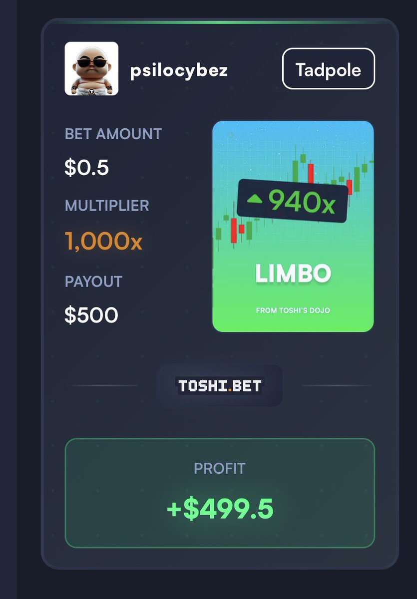 W <a href="/ToshiBet/">Toshi.bet 🈺</a> $0.50 to $500 1000x on Limbo