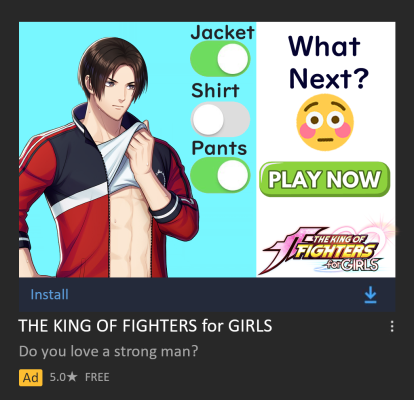 helsic's tweet image. Today is the six anniversary of #KOFg. 
We need this game released internationally!

these are edits made by fans, no real ads lmao