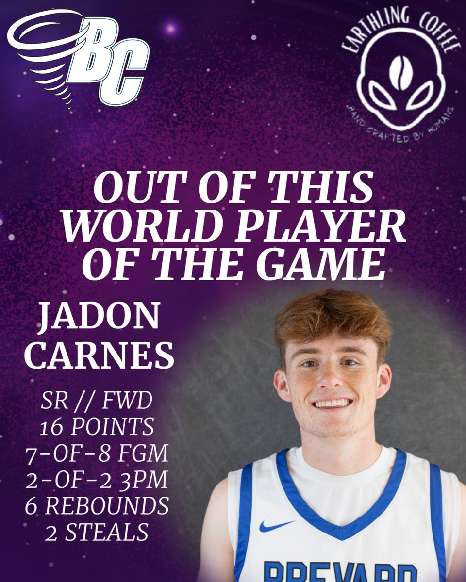 BCTornados's tweet image. Men&apos;s Basketball: The first Earthling Coffee &quot;Out of this World&quot; Player of the Game goes to senior forward Jadon Carnes! 

16 points
7-of-8 FGM
2-of-2 3PM
6 rebounds
2 steals

#NadoNation #d3hoops #d3mbb #EarthlingCoffee #CorporateChampions
