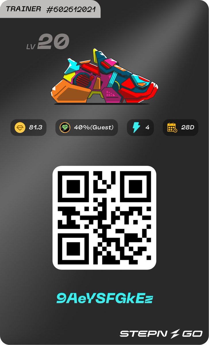 Jobchangetaxi's tweet image. STEPNGO 

STEPN GO ゲスト 募集
👟 トレーナー　Lv 20
⚡ 4エナジー / 4週間 
💰 ホスト60% / ゲスト40% 
✅ Like &amp;amp; RT
✅ Follow  @Jobchangetaxi
できればstepnユーザー
毎日歩いてくれる方を募集します。
お願いする方のみにDMさせて頂きます！
#STEPN 
#STEPNGO

9AeYSFGkEz