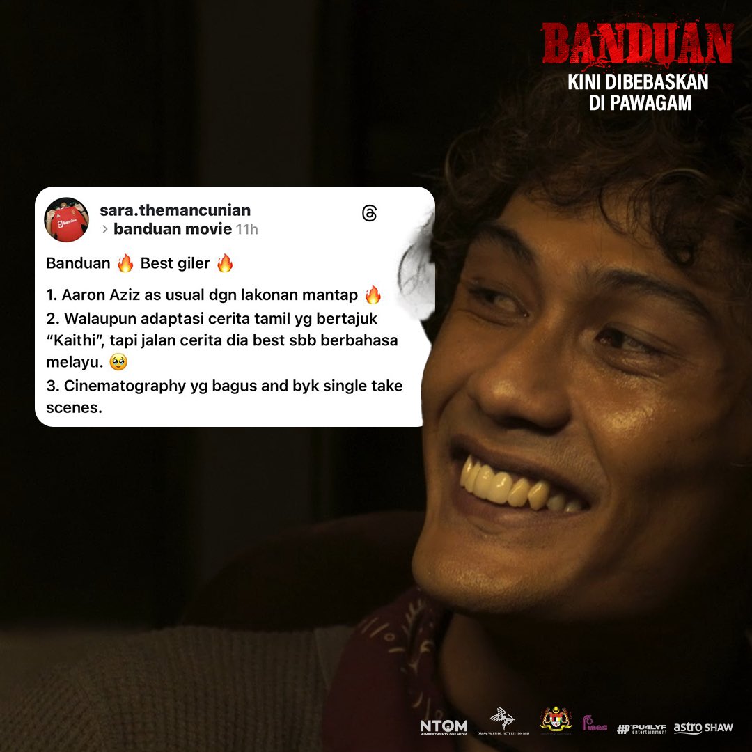 GSCinemas's tweet photo. “A MUST WATCH MOVIE!” ⭐️⭐️⭐️⭐️⭐️
🚨 Banduan Kini Dibebaskan Di Pawagam GSC! Cepat dapatkan tiket sekarang!
#Banduan #FilemBanduan #AaronAziz #Banduan6November #AstroShaw https://t.co/a4gxE2WSZk