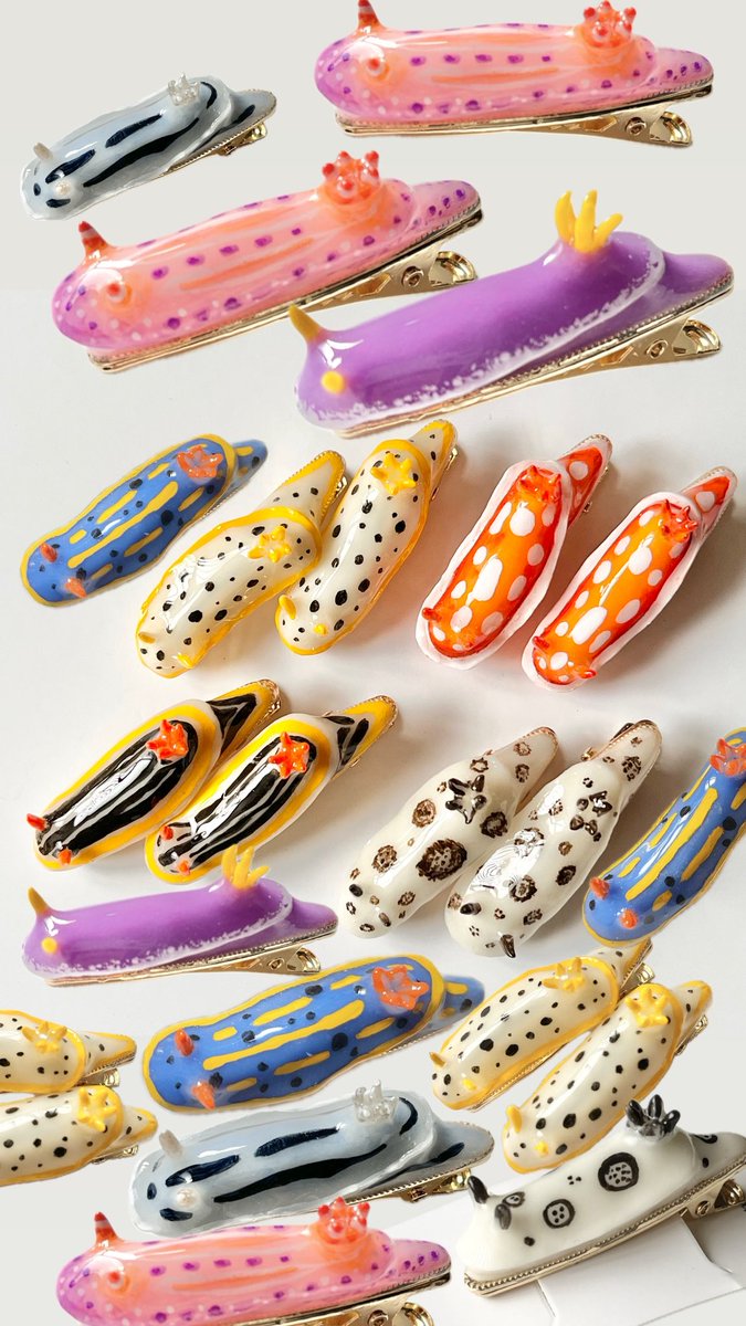 デザフェスまであと６日‼️
ウミウシのヘアクリップ、たくさん出来てます〜！！ぜひ本物を見に来てください🥰

デザインフェスタ62
【出展日】11/15.16
【出展名】＃ 魚のもようを楽しむ日
【ブース】E-73. 74