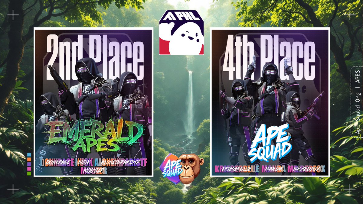 CONGRATULATIONS TO BOTH OF OUR ROSTERS IN THE PHL EU CHAMPIONSHIP!

Emerald Apes take 2nd!
<a href="/aloneinparistf/">aloneinparis</a> 
<a href="/donkragetf/">donkrage</a> 
<a href="/nuok1234/">nu</a> 
<a href="/MouzerOG/">MouzerOG</a> 

Ape Squad takes 4th!
<a href="/MrRedFox77/">Mr.RedFox</a> 
<a href="/Manda_YEAH/">Manda</a> 
<a href="/KriegerBlue/">KriegerBlue</a> 

#ReachTheFinals #TheFinals #ApeSquad #PHL