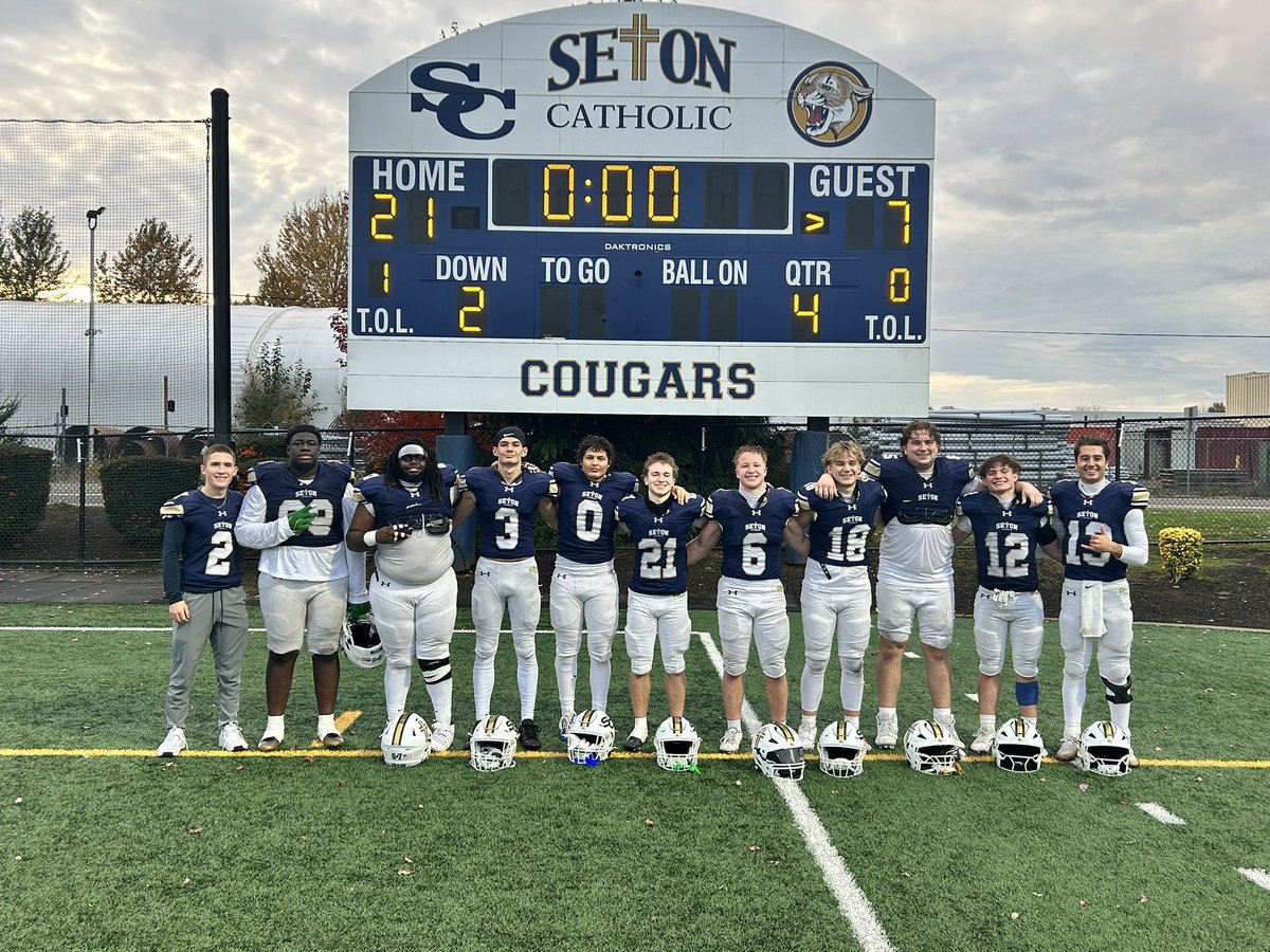 Cougs get the W to advance to the State Playoffs next week. Seniors win their last game on our home field!