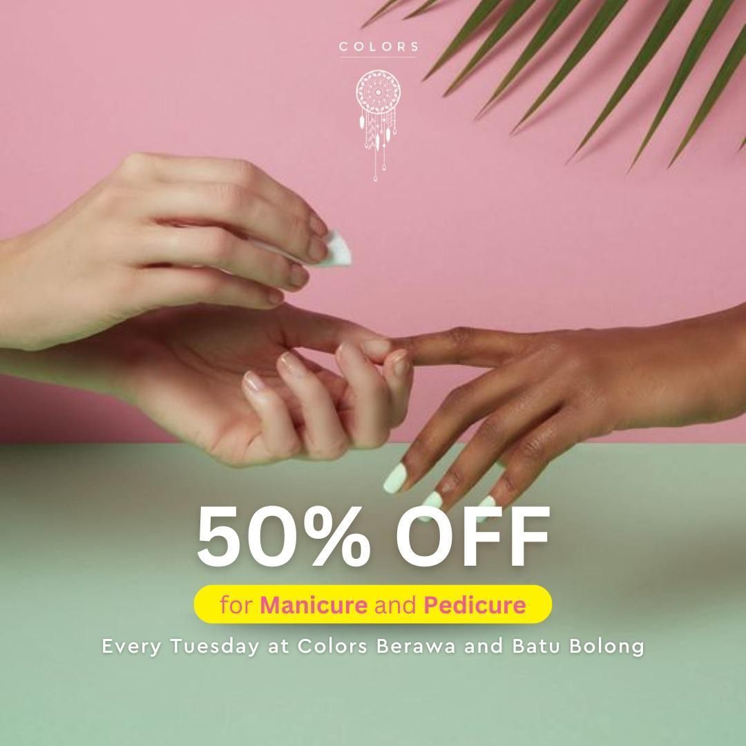 marcelcota's tweet photo. NEW DAY, NEW PROMO, TUESDAY BECOME OUR FAVORITE DAY!
50% off from 9am to 6h30pm
BOOK now!
Whatsapp:+62 811-3833-317
Colors Batubolong Nail Spa
Jl Pantai Batubolong no45 in front of Pura Batur
#bali #indonesia #canggu #nails #kuku #manicure #pedicure #nailspa #nailpolish #nailart https://t.co/vnLirA2mlY