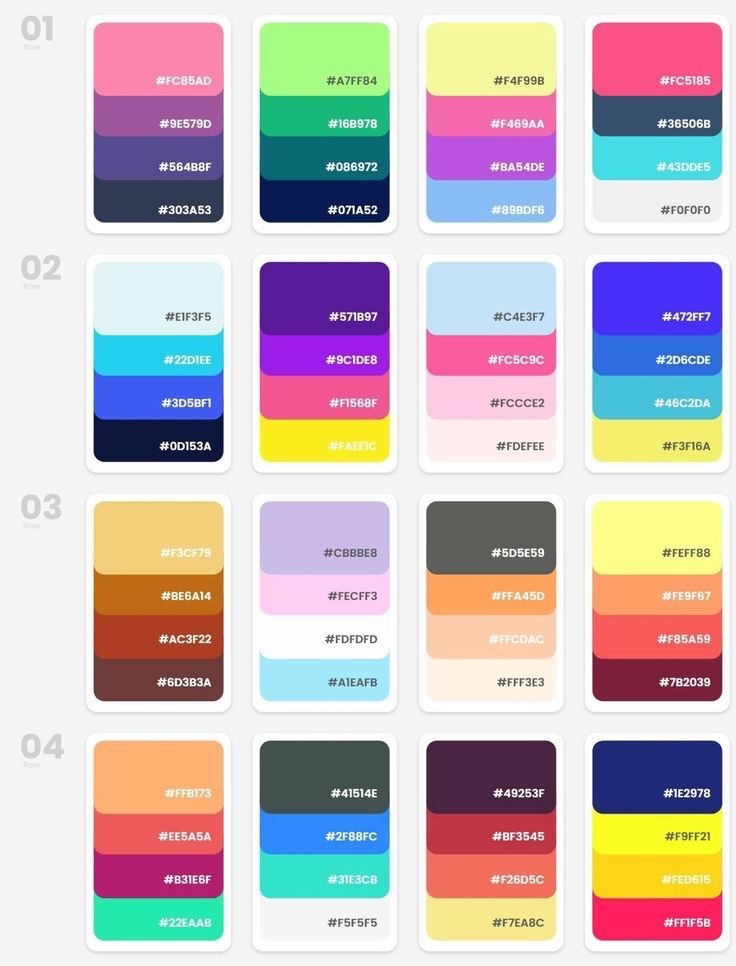 16 trendy color palettes for 2025 with accessible hex codes