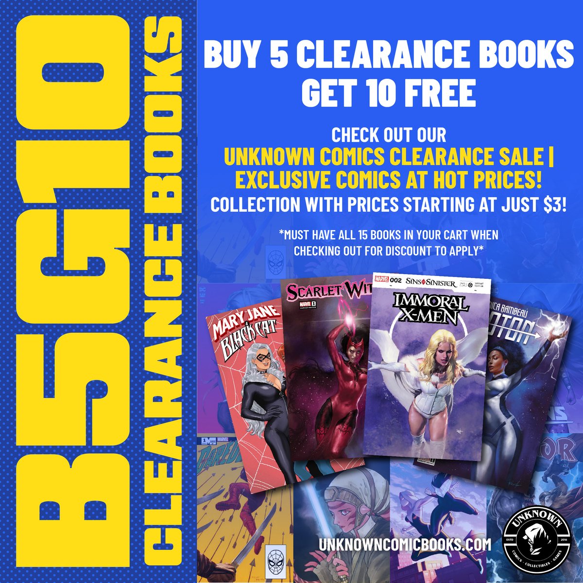 Unknown_Comics's tweet image. 🤯 CLEARANCE VAULT OPEN! 🤯

Get an unbelievable Buy 5 Get 10 FREE on Exclusive Comics! That’s 15 comics for the price of 5! Prices start at just $3. This is a massive haul that won't last—shop the Unknown Comics Clearance Sale now!

UnknownComicBooks.com

#ClearanceSale #BOGO
