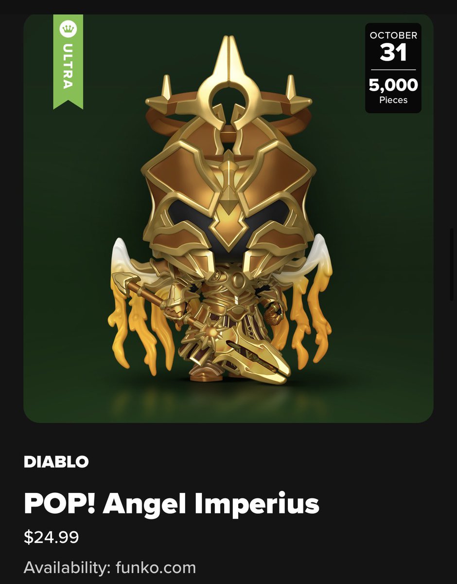 LEFunkoDB's tweet image. 053: Angel Imperius Funko POP! - 1/5,000

Release: 31/10/25

Limited Edition, 5,000 Pieces Only (Ultra)

Funko Exclusive

#Funko #FunkoPOP #LimitedEdition #Diablo