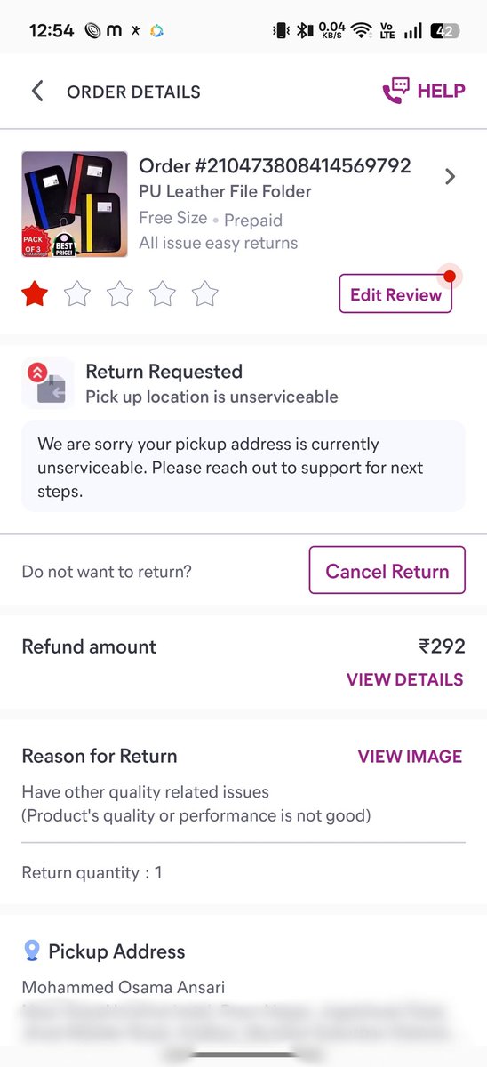 Osamaansari3707's tweet photo. @Meesho_Official @meesho_support Worst ever online shopping experience, I will never buy a product from meesho again and suggest the same to other, On 22 Oct 2025 I raised a request for return the product but still on 9 Nov still pick up not done, Customer care repeat same thing. https://t.co/8gmq5hVHbg